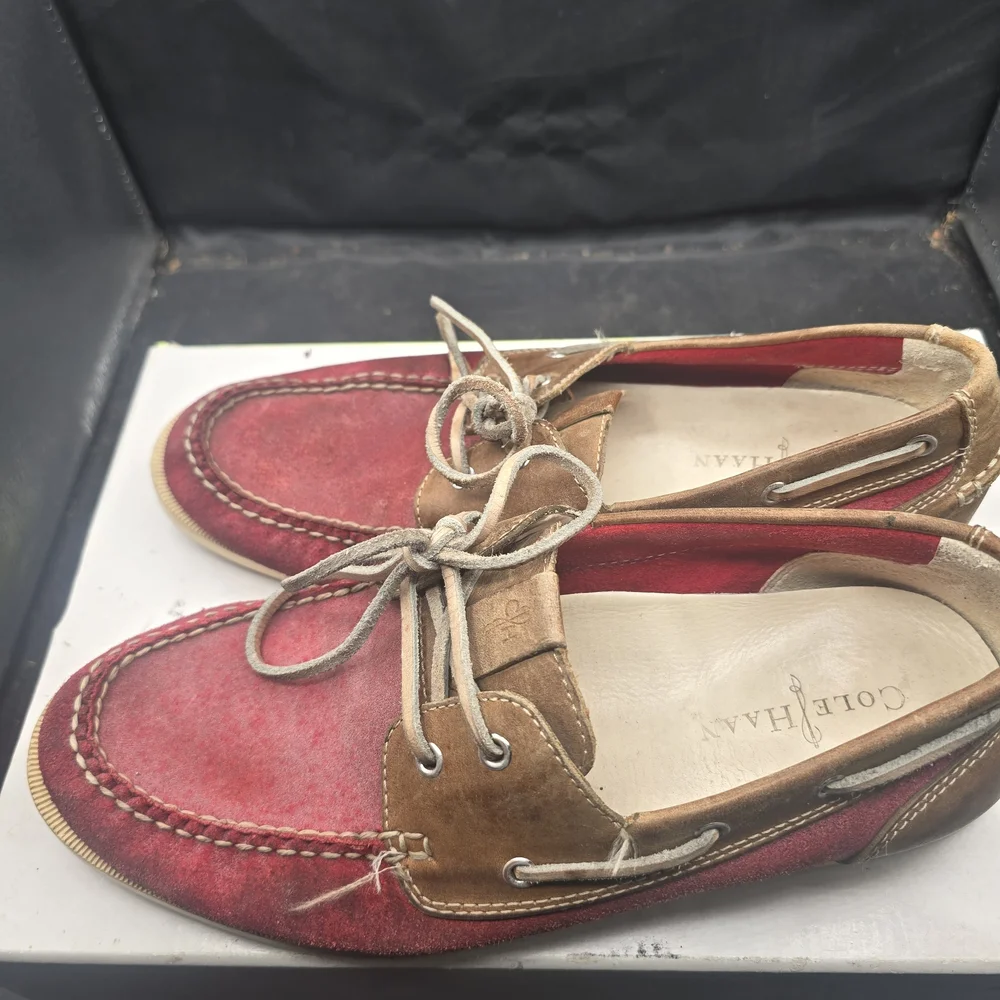 Cole Haan Men's Red and‎ Tan Boat Shoes